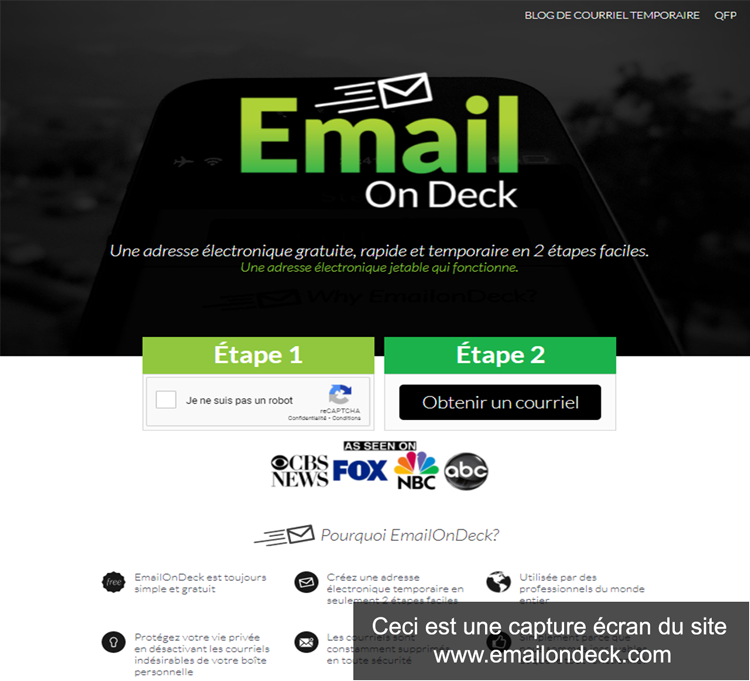 www.emailondeck.com : site d'email jetable
