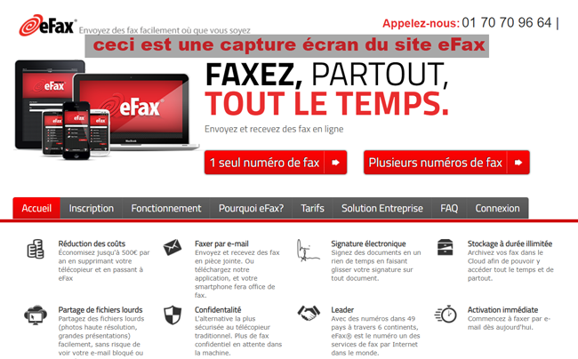 le site d'envoi de fax www.efax.fr