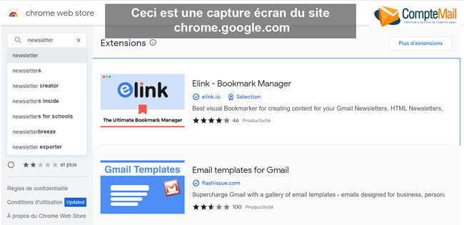 créer des newsletters avec Gmail depuis Chrome Web Store