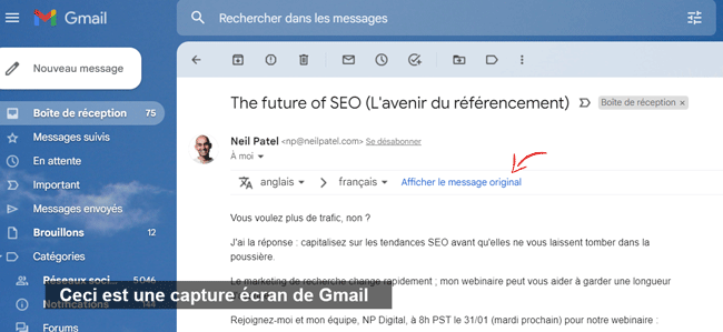 traduire un Mail Gmail 