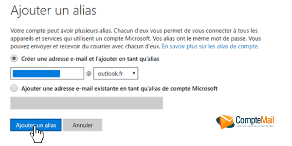 Créer un alias pour Hotmail Outlook