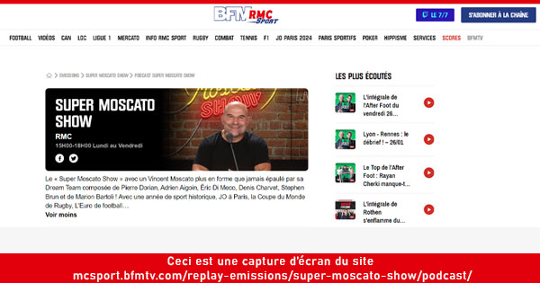 Contacter Super Moscato Show sur RMC