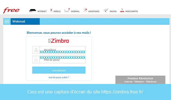 Se connecter à la boîte mail imp free Zimbra